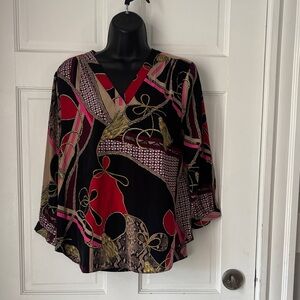 Elegant Multicolor  CCl V-Neck Women's Top